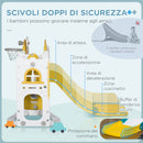 Set Gioco 8 in 1 per Bambini 2 Scivoli Altalena Canestro Tunnel Giallo   