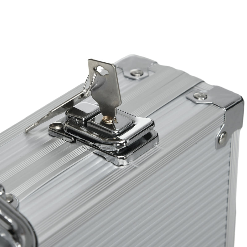 Set Poker per 7-8 Giocatori con 300 Fiches 2 Mazzi di Carte e 5 Dadi con Valigetta in Alluminio e Poliestere Argento