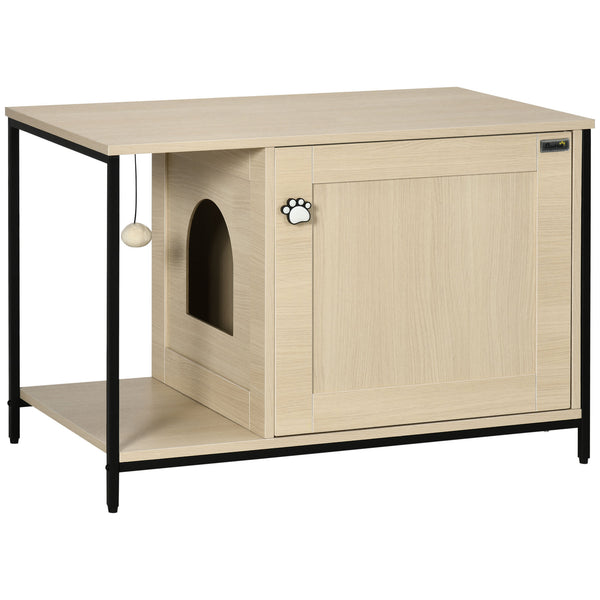 sconto Bac à Litière Mobile pour Chat 80x48x55 cm en Bois et Chêne Acier