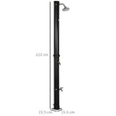 Doccia Solare 15,5x15,5x222 cm da 20L con Rubinetto Inferiore e Temperatura Regolabile Nero  