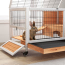 Casetta per Conigli con Rampa e Ruote 90x53x59 cm Conigliera in Legno    