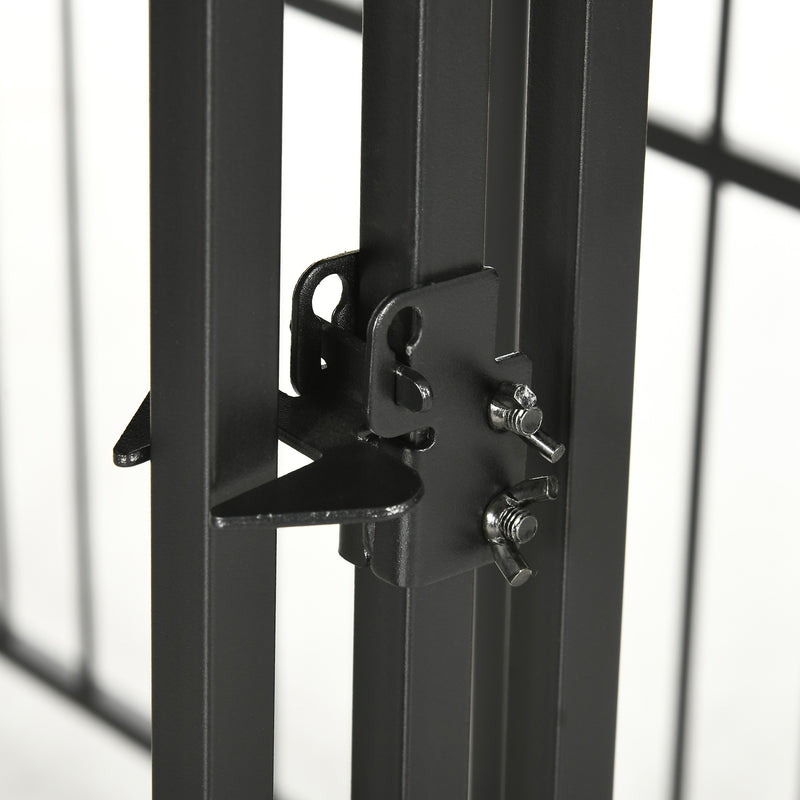 Recinto per Cani di Piccola e Media Taglia 122x122x138 cm con Tettuccio in Acciaio Nero