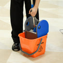 Carrello Pulizie Professionale 2 Secchi con Strizzatore e 3 Ripiani Grigio Blu e Arancione  