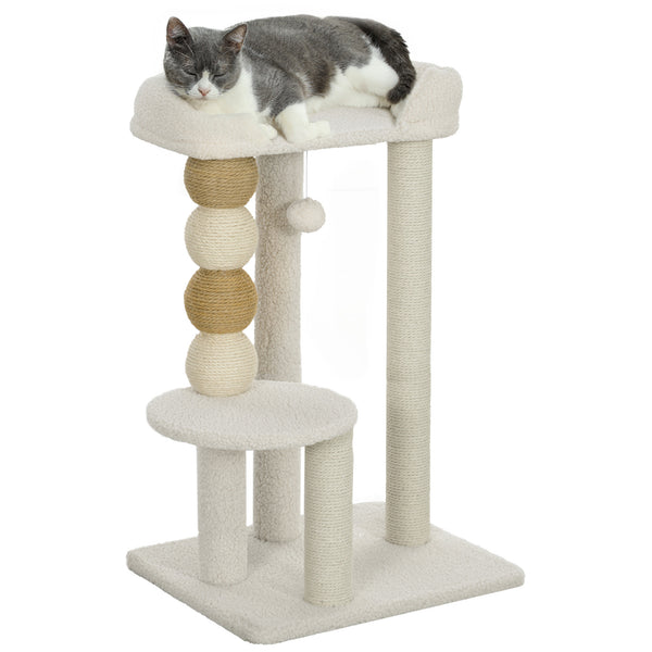 Albero Tiragraffi per Gatti con Lettino 48,5x40x76 cm in Peluche e Iuta Beige acquista