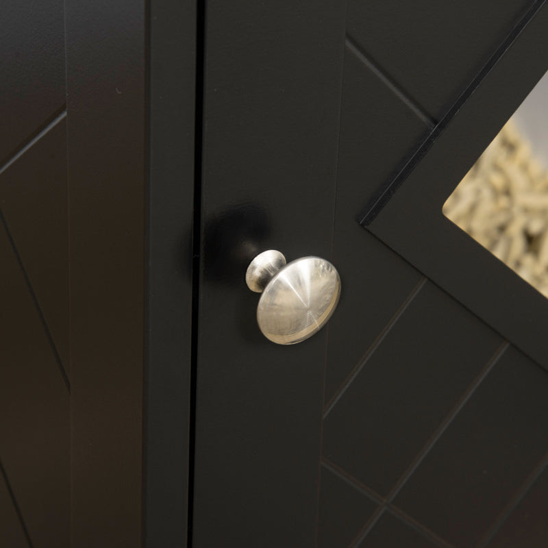 Lettiera per Gatti con Porta Magnetica 48,5x53x51,5 cm in MDF e Truciolato Nera