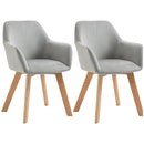 Set 2 Sedie Imbottite 54x57x80 cm in Velluto e Legno Grigio