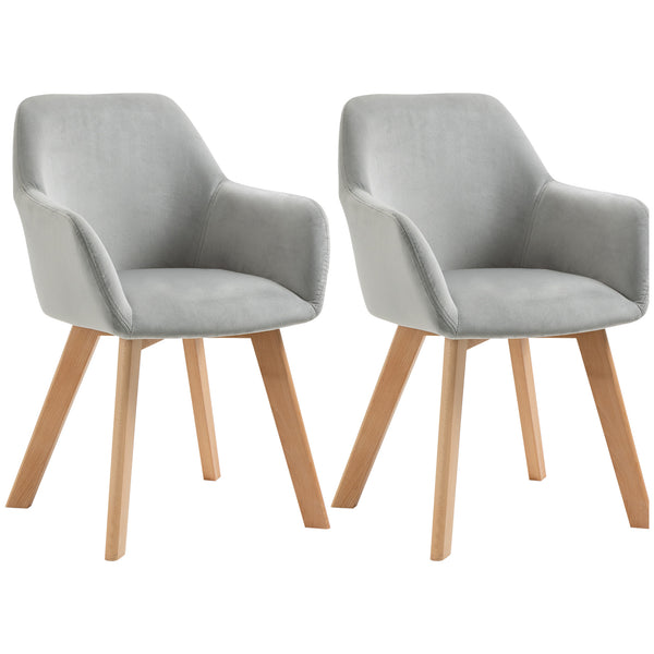 Set 2 Sedie Imbottite 54x57x80 cm in Velluto e Legno Grigio sconto