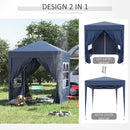 Gazebo Pieghevole Pop Up 2x2m in Poliestere e Acciaio Blu