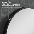 Specchio per Bagno Ovale a 3 Ganci 40x70x3 cm in Lega di Alluminio e Vetro Nero