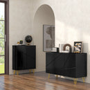 Mobile Contenitore con 2 Armadietti e Ripiano Regolabile 120x40x75 cm in Truciolato e Metallo Nero e Oro