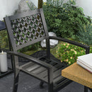 Set Tavolo e 4 Sedie da Giardino Piano Effetto Marmo e Sedie Impilabili con Braccioli Marrone