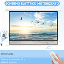 Telo per Proiettore 120"" 16:9 Motorizzato con Telecomando Fissaggio a Muro e Soffitto Bianco