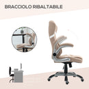 Sedia Operativa da Ufficio Reclinabile 68x76x109-117 cm Marrone Chiaro 