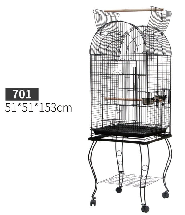 Cage Volière pour Oiseaux et Canaris 51x51x153 cm avec Roues en Métal Noir prezzo