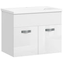 Mobile da Bagno Sospeso con Lavabo in Ceramica 61x40x50 cm Bianco Lucido  