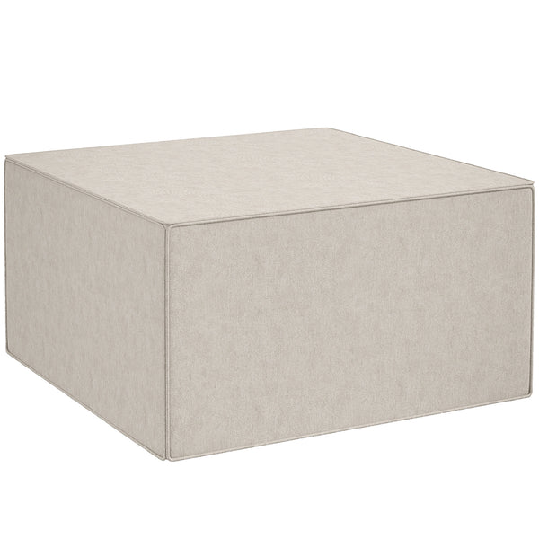 online Pouf Poggiapiedi 75x75x41 cm Rivestimento Rimovibile Tessuto Effetto Lino Beige