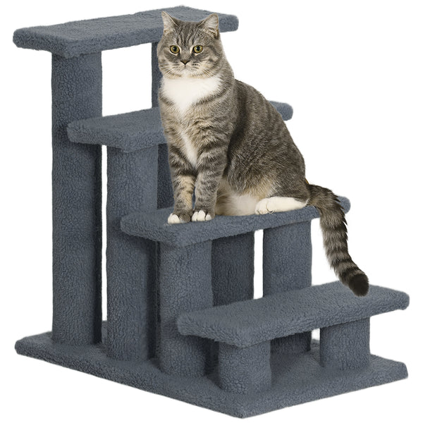 sconto Scaletta per Gatti a 4 Gradini 61x41x60 cm con Rivestimento in Peluche Grigio