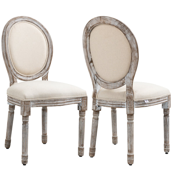 sconto Set 2 Sedie 51x55x 96 cm in Legno e Tessuto Crema