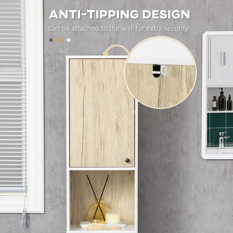 Colonna Bagno 2 Ripiani 2 Ante 30x31,5x169 cm in Truciolato Bianco e color Legno