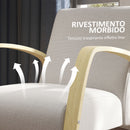 Poltrona Imbottita Stile Scandinavo in Tessuto e Legno di Betulla Grigio  