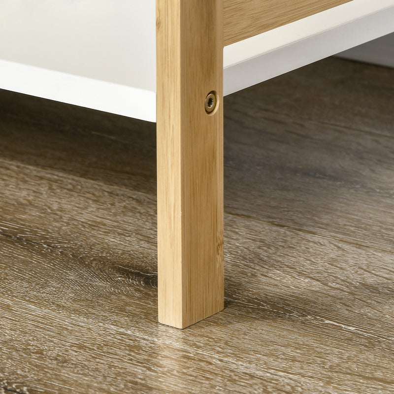 Scaffalatura a 5 Piani 70x37,5x150 cm in Bamboo e MDF Bianco