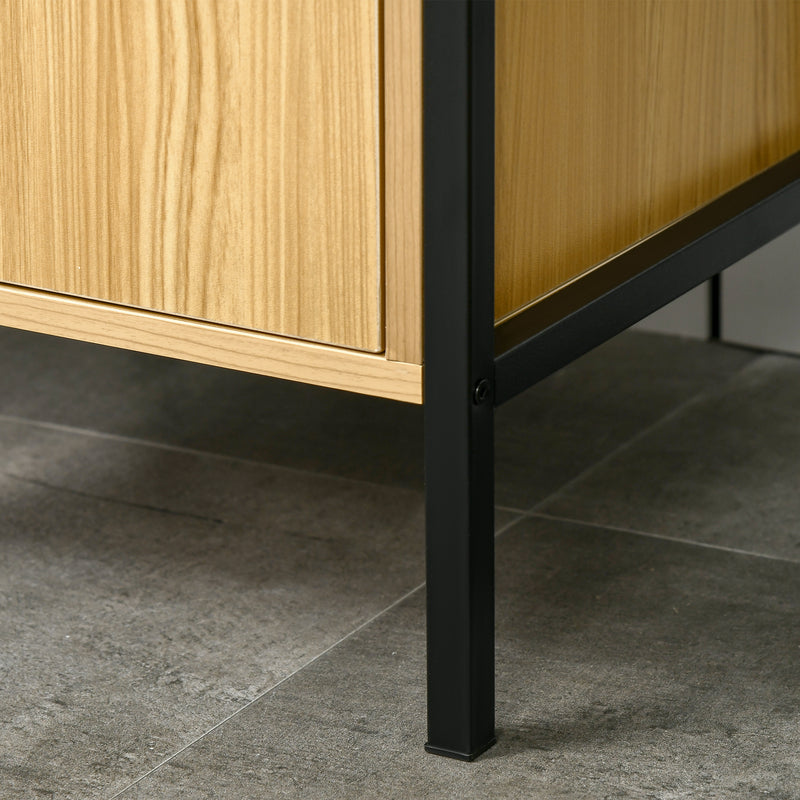 Mobile da Bagno a 3 Livelli con Torre per Asciugamani 30x28x168 cm in Truciolato e Acciaio Nero