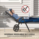 Lettino Prendisole da Giardino Pieghevole 72x158x84 cm Reclinabile in 5 Posizioni in Metallo e Textilene Grigio  