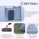 Tenda da Campeggio per 6 Persone 4,55x2,3x1,8m con Pali in Fibra di Vetro Grigia
