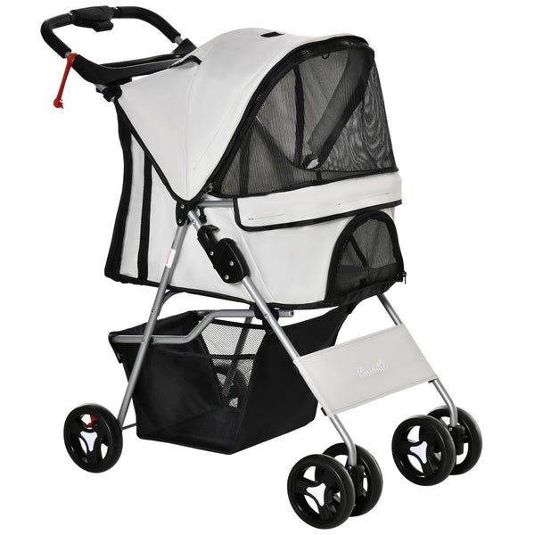 Passeggino per Cani Pieghevole con 3 Reti e Cerniera 75x46x94 cm in Ferro e Tessuto Oxford Grigio prezzo