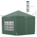 Gazebo Pieghevole 3x3m in Acciaio e tessuto Oxford Verde