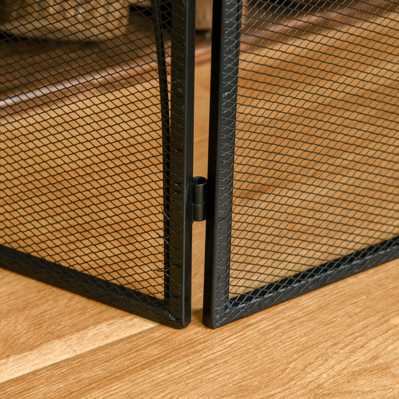 Parascintille con Antine 126x2x76 cm Pieghevole a 3 Pannelli in Metallo Nero 