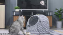 Panier de transport en osier pour chats 42x35x37 cm avec coussin gris