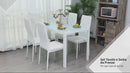 Ensemble de salle à manger avec plateau en verre et 4 chaises en métal et simili cuir blanc