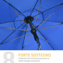 Ombrellone da Giardino Ø180x209H cm Spiaggia Reclinazione a 45° e 8 Stecche Blu 