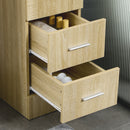 Mobile a Colonna per Bagno 30x45x173 cm 4 Cassetti 1 Anta in Vetro in Truciolato Legno Naturale