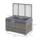 Baule da Giardino 76x45x48 cm in Rattan PE Grigio