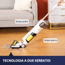 Aspirapolvere Lavapavimenti Senza Fili Wet & Dry Scopa Elettrica con 2 Serbatoi Bianco
