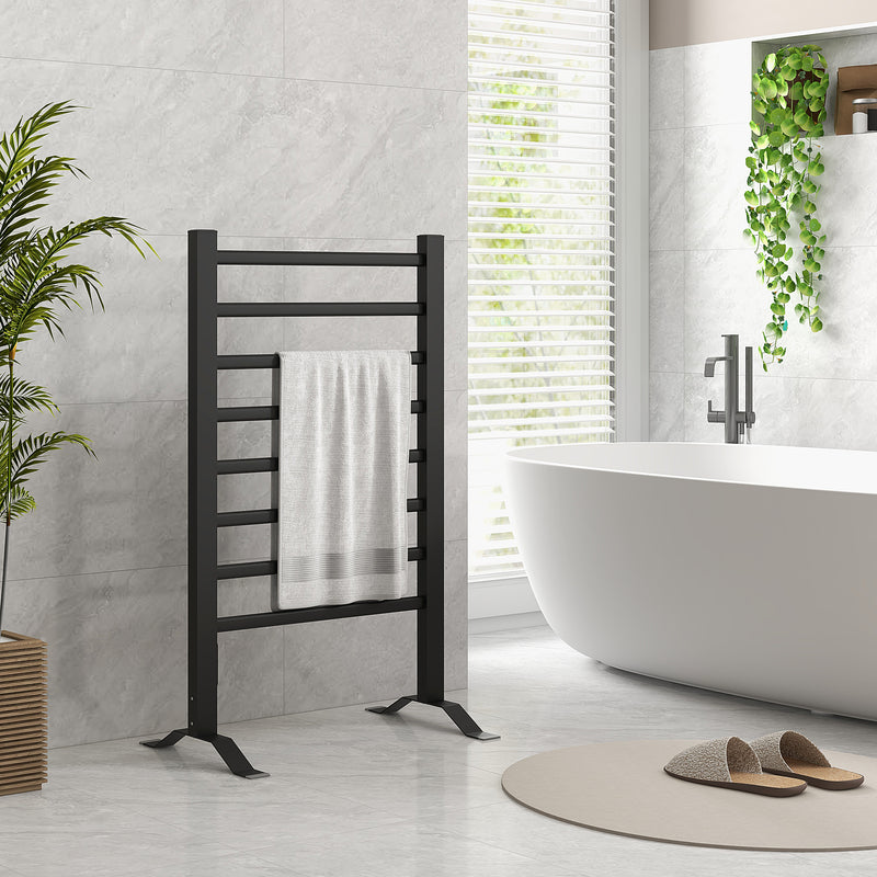 Scaldasalviette Elettrico da Terra o Parete 150W Timer 2-4 Ore 53x35x90 cm Nero