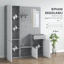 Mobile Guardaroba per Ingresso con Specchio Appendiabiti e Armadio 145x29x184 cm Grigio e Bianco  