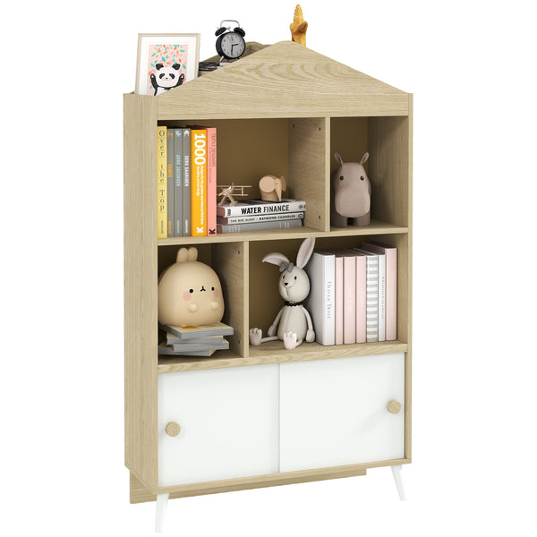 Libreria per Bambini con Ripiani Aperti e Armadietto 80x30x140,5 cm Bianco e color Legno sconto