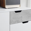 Mobile da Salotto 2 Armadietti 2 Ante e Cassetto 98x39x81,5 cm in Truciolato e Pino Grigio e Bianco