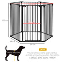 Cancelletto di Sicurezza per Animali Domestici 123x102x100 cm in Acciaio e Plastica Nero