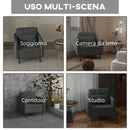 Poltroncina Moderna 73x73x80 cm in Tessuto Effetto Lino Grigio