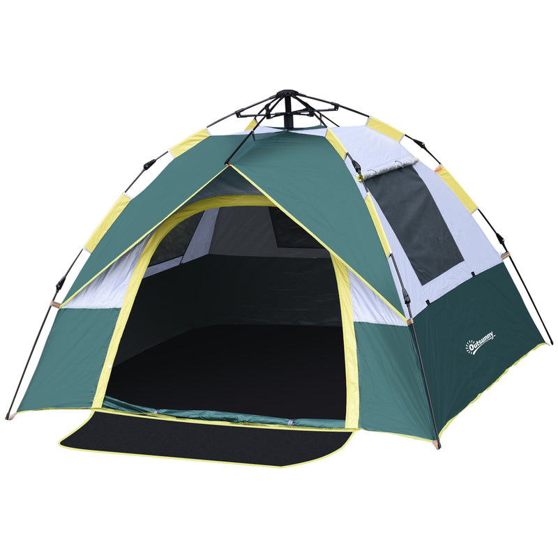 Tenda da Campeggio Automatica per 2 Persone con Tasche Interne e Tappetino 205x195x135 cm  Verde