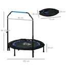 Mini Trampolino Fitness Ø102 cm Regolabile in Altezza Pieghevole con Manubrio Blu   