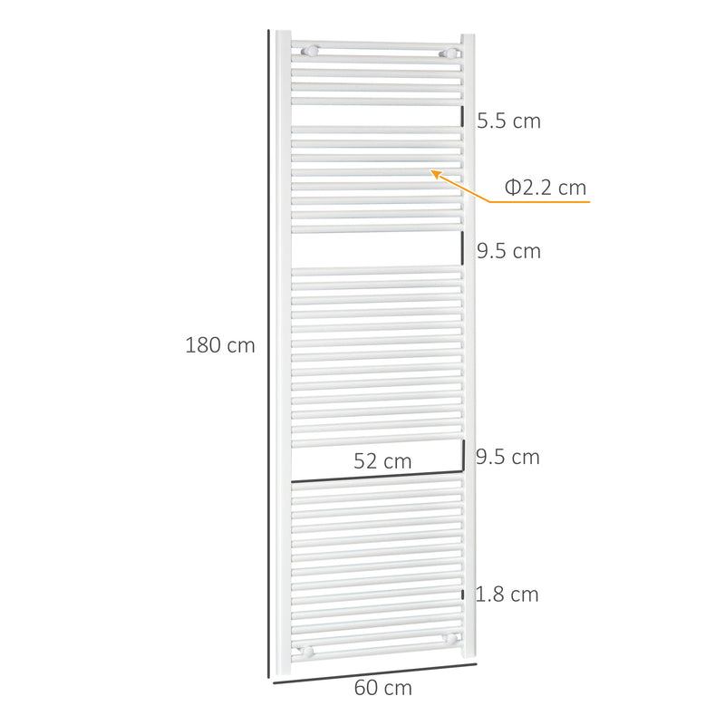 Termoarredo Scaldasalviette 39 Barre 60x180 cm in Acciaio Bianco