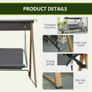 Dondolo 3 Posti da Giardino 224x133x173 cm in Acciaio Grigio