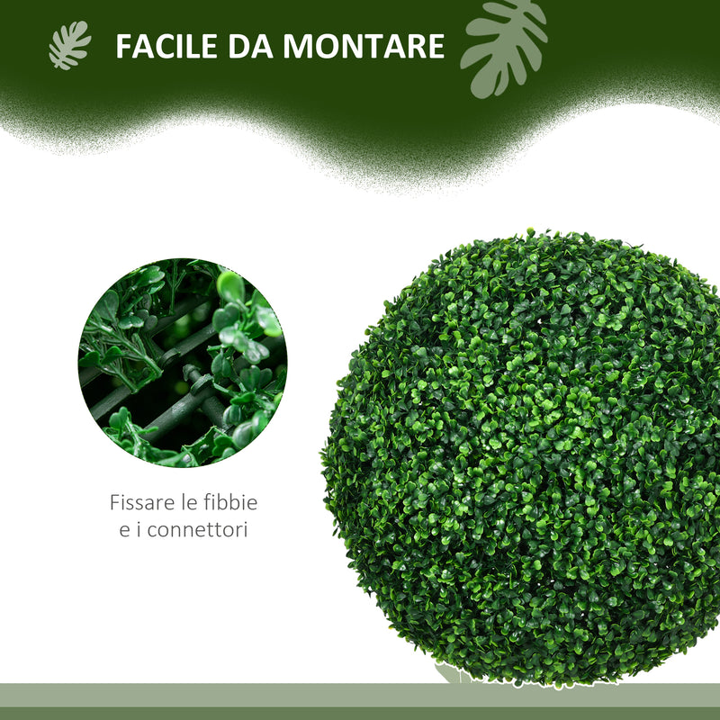 Set di 2 Piante Arteficiali Finte Sfera di Bosso Ø50 cm per Interno ed Esterno Verde