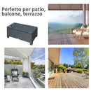 Tavolino Basso da Giardino 85x50x39 cm in Rattan PE Nero
