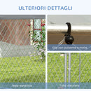 Recinto per Cani Taglia Grande 2,1x1,85x1,5m Tetto in Tessuto Oxford Anti UV Argento e Grigio